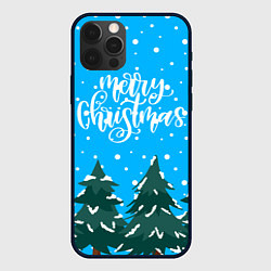 Чехол для iPhone 12 Pro Merry christmas - Ёлочки, цвет: 3D-черный
