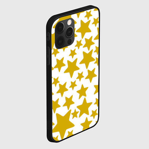 Чехол iPhone 12 Pro Жёлтые звезды / 3D-Черный – фото 2