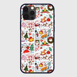 Чехол для iPhone 12 Pro Новогодние символы, цвет: 3D-черный