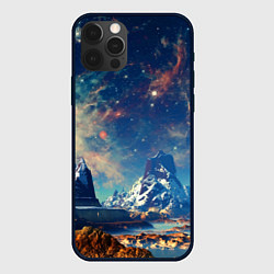 Чехол для iPhone 12 Pro Горы и бескрайний космос, цвет: 3D-черный