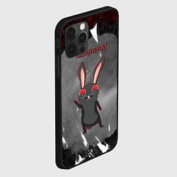Чехол для iPhone 12 Pro Чёрный кролик говорит здарова, цвет: 3D-черный — фото 2