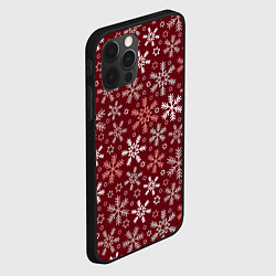 Чехол для iPhone 12 Pro Новогодний узор из снежинок, цвет: 3D-черный — фото 2