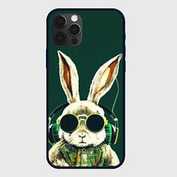 Чехол для iPhone 12 Pro Заяц меломан, цвет: 3D-черный