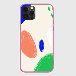 Чехол для iPhone 12 Pro Разноцветные пятна, цвет: 3D-малиновый