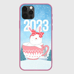 Чехол iPhone 12 Pro Новый год зайчик в кружке