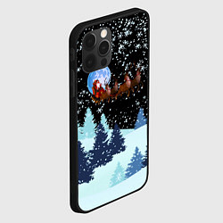 Чехол для iPhone 12 Pro Санта на оленях в ночном небе, цвет: 3D-черный — фото 2