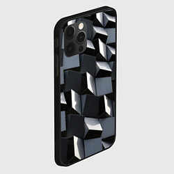 Чехол для iPhone 12 Pro Выпирающие кубы - металлическая броня, цвет: 3D-черный — фото 2
