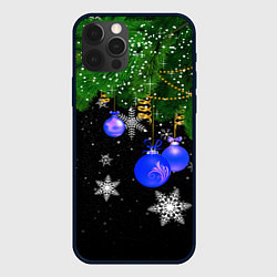 Чехол для iPhone 12 Pro Новогодние шарики, цвет: 3D-черный