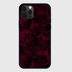 Чехол для iPhone 12 Pro Черный и бордовый мраморный узор, цвет: 3D-черный
