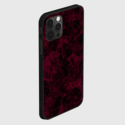 Чехол для iPhone 12 Pro Черный и бордовый мраморный узор, цвет: 3D-черный — фото 2