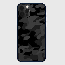 Чехол для iPhone 12 Pro Черный ночной камуфляж, цвет: 3D-черный