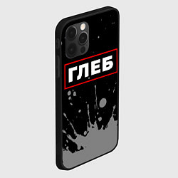 Чехол для iPhone 12 Pro Глеб - в красной рамке на темном, цвет: 3D-черный — фото 2