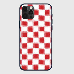 Чехол для iPhone 12 Pro Красно-белый узор, цвет: 3D-черный