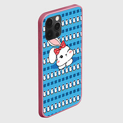 Чехол для iPhone 12 Pro Зайчик зимний фон, цвет: 3D-малиновый — фото 2