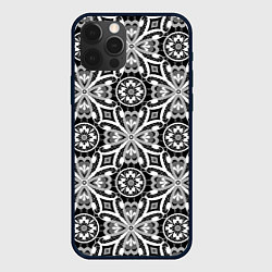 Чехол для iPhone 12 Pro Белое кружево на черном, цвет: 3D-черный