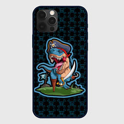 Чехол для iPhone 12 Pro Пиратозавр, цвет: 3D-черный