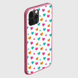 Чехол для iPhone 12 Pro Горячие сердца, цвет: 3D-малиновый — фото 2