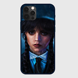 Чехол для iPhone 12 Pro Уэнсдэй под зонтом, цвет: 3D-черный