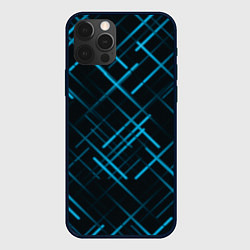 Чехол для iPhone 12 Pro Голубые лучи, цвет: 3D-черный