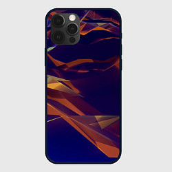 Чехол для iPhone 12 Pro Бриллиантовые синие и оранжевые волны, цвет: 3D-черный