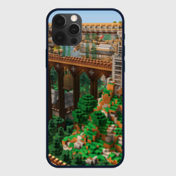 Чехол для iPhone 12 Pro Minecraft постройка, цвет: 3D-черный