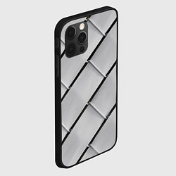 Чехол для iPhone 12 Pro Серый блоковый металлический паттерн, цвет: 3D-черный — фото 2