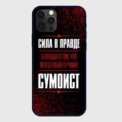 Чехол для iPhone 12 Pro Сумоист - сила в правде на темном фоне, цвет: 3D-черный
