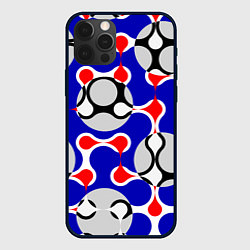 Чехол для iPhone 12 Pro Абстрактные сине-красные паттерны и шары, цвет: 3D-черный