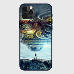 Чехол для iPhone 12 Pro Космический корабль и девушка, цвет: 3D-черный