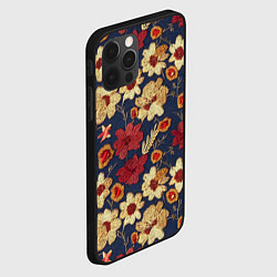 Чехол для iPhone 12 Pro Эффект цветочной вышивки, цвет: 3D-черный — фото 2