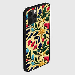 Чехол для iPhone 12 Pro Эффект вышивки цветочная поляна, цвет: 3D-черный — фото 2
