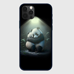 Чехол для iPhone 12 Pro Панды обнимаются, цвет: 3D-черный