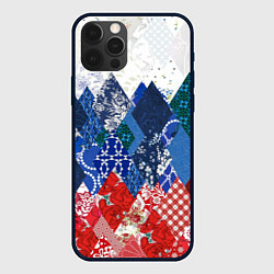 Чехол для iPhone 12 Pro Флаг России в стиле пэчворк, цвет: 3D-черный