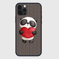 Чехол для iPhone 12 Pro Панда с сердечком, цвет: 3D-черный