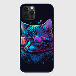 Чехол для iPhone 12 Pro Кот неоновый, цвет: 3D-черный