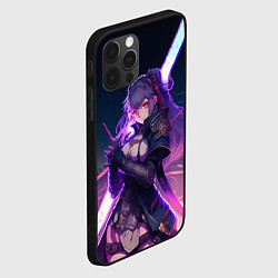 Чехол для iPhone 12 Pro Cyber girl in purple light, цвет: 3D-черный — фото 2