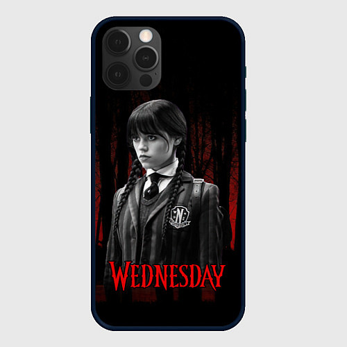 Чехол iPhone 12 Pro Wednesday темный фон / 3D-Черный – фото 1