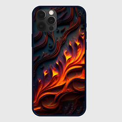 Чехол для iPhone 12 Pro Огненный орнамент с языками пламени, цвет: 3D-черный