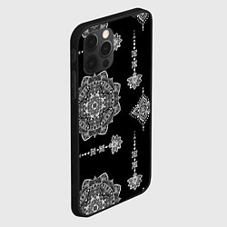 Чехол для iPhone 12 Pro Паттерн с орнаментом мандалы на черном фоне, цвет: 3D-черный — фото 2