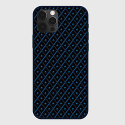 Чехол для iPhone 12 Pro Ромбики синие, цвет: 3D-черный