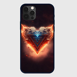 Чехол для iPhone 12 Pro Каменное сердце в неоновом красном электрическом с, цвет: 3D-черный