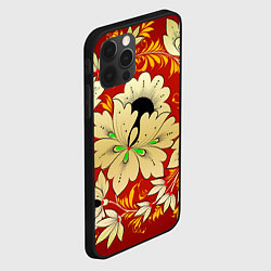 Чехол для iPhone 12 Pro Нежный цветок хохлома, цвет: 3D-черный — фото 2