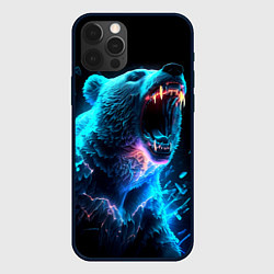 Чехол для iPhone 12 Pro Неоновый медведь с горящими клыками, цвет: 3D-черный