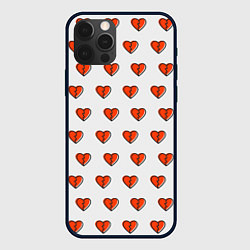 Чехол для iPhone 12 Pro Разбитые сердца на белом фоне, цвет: 3D-черный