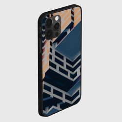 Чехол для iPhone 12 Pro Геометрическое здание из золотых и синих блоков, цвет: 3D-черный — фото 2