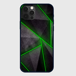 Чехол для iPhone 12 Pro Stripes Abstract green, цвет: 3D-черный
