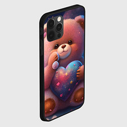 Чехол для iPhone 12 Pro Мишка дарит своё сердечко, цвет: 3D-черный — фото 2