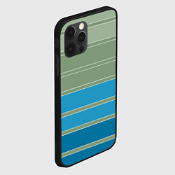 Чехол для iPhone 12 Pro Оливковые и голубые полосы, цвет: 3D-черный — фото 2