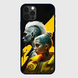 Чехол для iPhone 12 Pro Девушка и парень в стиле киберпанк, цвет: 3D-черный