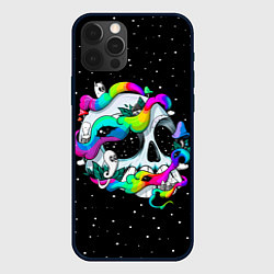 Чехол для iPhone 12 Pro Радужный череп, цвет: 3D-черный